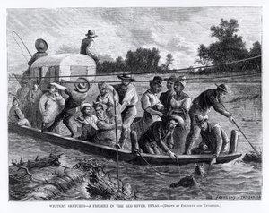 Western Sketches, a Freshet in the Red River, Texas, illustration från 