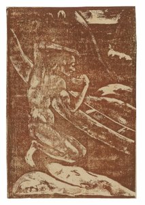 En fiskare som dricker bredvid sin kanot av Paul Gauguin