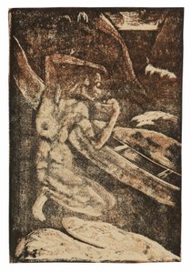 En fiskare som dricker bredvid sin kanot av Paul Gauguin