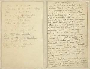 Adresslista; Manuskriptsida [recto] av Paul Gauguin