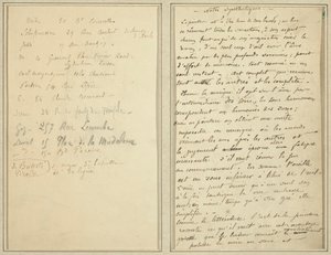 Adresslista; Manuskriptsida [recto] av Paul Gauguin