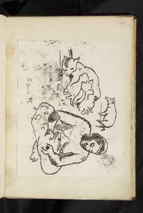 Avant et après - Sittande kvinna, katt med kattungar och en gris av Paul Gauguin