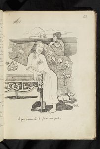 Före och efter - ritning "Vad tänker du på? Jag vet inte" av Paul Gauguin