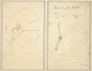 Breton pojke i ett landskap; Studie av en arm [verso] av Paul Gauguin