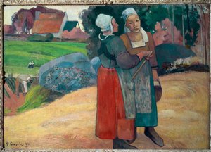 Bretonska bönder (olja på duk av Paul Gauguin