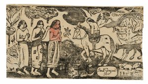 Byte av bostad, från Suite of Late Wood-block Prints av Paul Gauguin