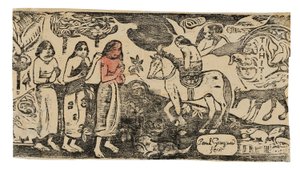 Byte av bostad, från Suite of Late Woodblock Prints av Paul Gauguin