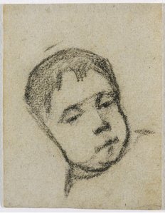 Emil Gauguin som barn, huvudet på en kudde av Paul Gauguin