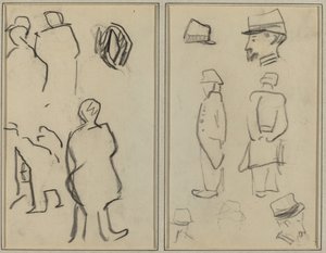Figurstudier; Studier av soldater [verso] av Paul Gauguin