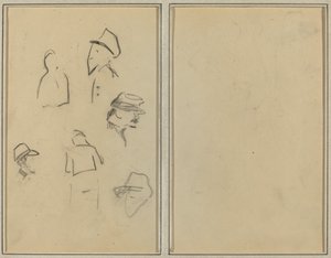 Fyra huvuden och två figurer [verso] av Paul Gauguin