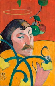 Franska: Autoportrait-charge, ou Autoportrait au nimbe Självporträtt med halo av Paul Gauguin