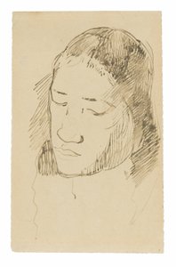 Head of a Tahitian Woman (recto), Skisser av anatomiska detaljer (verso) av Paul Gauguin
