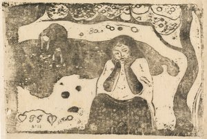 Human Sorrow Miseres humaines, 1895 eller efter. av Paul Gauguin