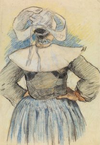 La Bretonne, Pont-Aven c.1886 (krita på papper) av Paul Gauguin