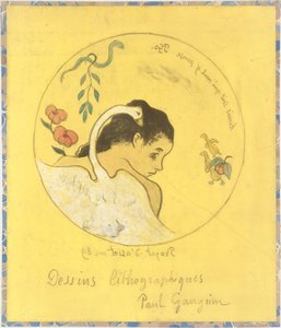 Leda Design for a Plate: Shame on They Who Evil Think Honi Soit Qui Mal y Pense..., 1889. av Paul Gauguin