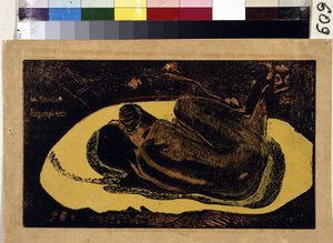 Manao Tupapau (De dödas ande håller vakt). Gravyr av Paul Gauguin (1848-1903) av Paul Gauguin