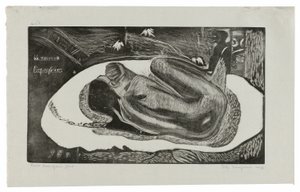 Manao tupapau (Hon tänker på spöket eller spöket tänker på henne), från Noa Noa-sviten av Paul Gauguin
