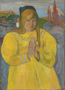 Bedjande bretonsk flicka / Ung kristen flicka av Paul Gauguin