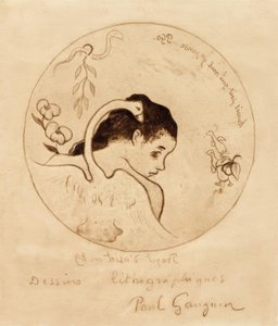 Projekt för en tallrik - Leda och svan av Paul Gauguin