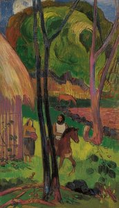 Ryttare framför kojan (Cavalier devant la case). 1902 av Paul Gauguin