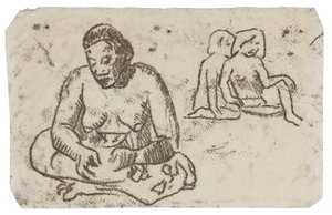 Sittande kvinna (relaterad till målningen Sister of Charity), c.1902 (överföringsteckning i svart tusch på elfenbensvävt papper) av Paul Gauguin