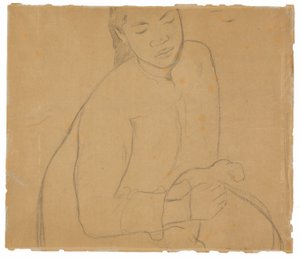 Sittande Tahitisk kvinna (relaterad till målningen Te faaturuma [Reverie]) av Paul Gauguin