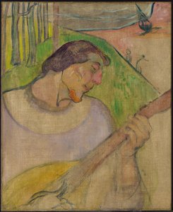 Självporträtt med mandolin, ca 1889 (olja på duk) av Paul Gauguin