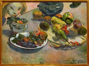 Stilleben med frukt (olja på duk) av Paul Gauguin