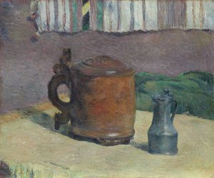Stilleben: Wood Tankard and Metal Pitcher, 1880. av Paul Gauguin