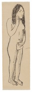 Tahitian Eva (besläktad med målningen Parau ne te varua ino) (recto); Fragment of Inscription (relaterat till Cahier pour Aline) (verso) av Paul Gauguin