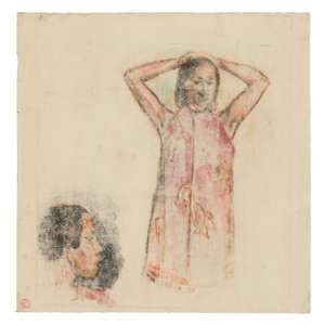 Tahitisk flicka i rosa Pareu av Paul Gauguin