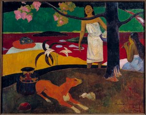 Tahitiansk scenmålning av Paul Gauguin (1848-1903) 1892 Sön. 0,87x1,13 m St Petersburg, Eremitagemuseet av Paul Gauguin