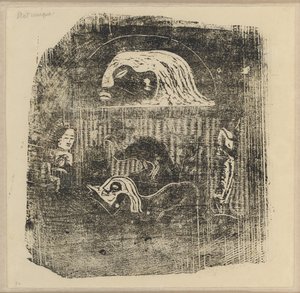Te Atua (Gudarna) liten tallrik [verso] av Paul Gauguin