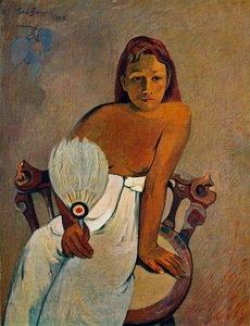 Flickan med ett fan, 1902 av Paul Gauguin