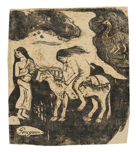 The Rape of Europa, från sviten med sena träsnitt av Paul Gauguin