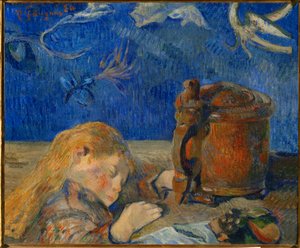 Det sovande barnet (olja på duk) av Paul Gauguin