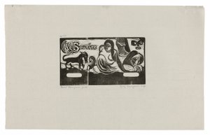 Tre personer, en mask, en räv och en fågel, headpiece för Le sourire av Paul Gauguin