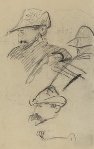 Tre studier av en man som bär hatt [recto] av Paul Gauguin