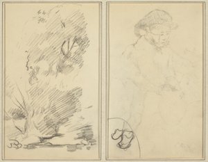 Träd; Skiss av Breton Boy [verso] av Paul Gauguin