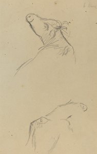Två kohuvuden [verso] av Paul Gauguin