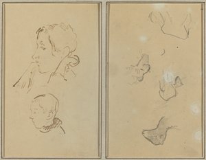 Två huvuden; Studier av får [recto] av Paul Gauguin
