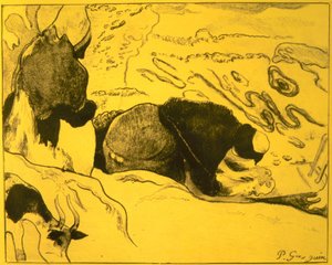 Washerwomen, från Volpini Suite: Dessins lithographiques, 1889., 1889. av Paul Gauguin