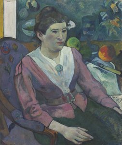 Kvinna framför ett stilleben av Cézanne av Paul Gauguin