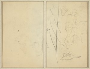 Kvinna med ko och gås; Motsäker [verso] av Paul Gauguin