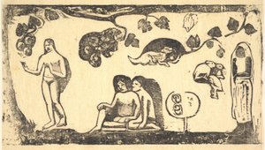 Kvinnor, djur och lövverk, 1898. av Paul Gauguin