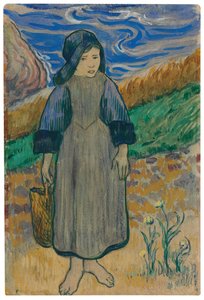 Ung breton flicka vid havet; Ung breton flicka vid havet, 1889 av Paul Gauguin