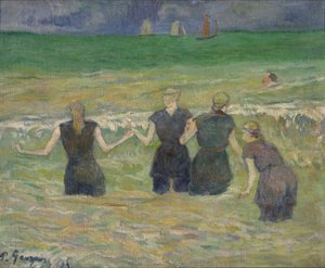 ""unga kvinnor badar"" Målning av Paul Gauguin (1848-1903) 1885 National Museum of Western Art, Tokyo Japan av Paul Gauguin