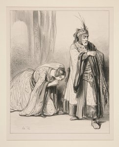 (Den unga prinsessan) Måste jag dö av smärta vid era fötter, herre... av Paul Gavarni