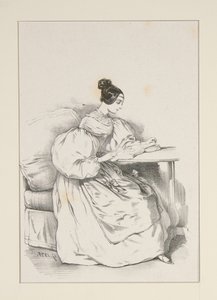HEMMA. (September 1835) Klänning i skotsk batist,... av Paul Gavarni