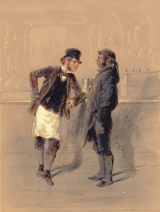 Car Man and Coal Heaver, 1848 (wc, grafit, penna och kroppsfärg på papper) av Paul Gavarni